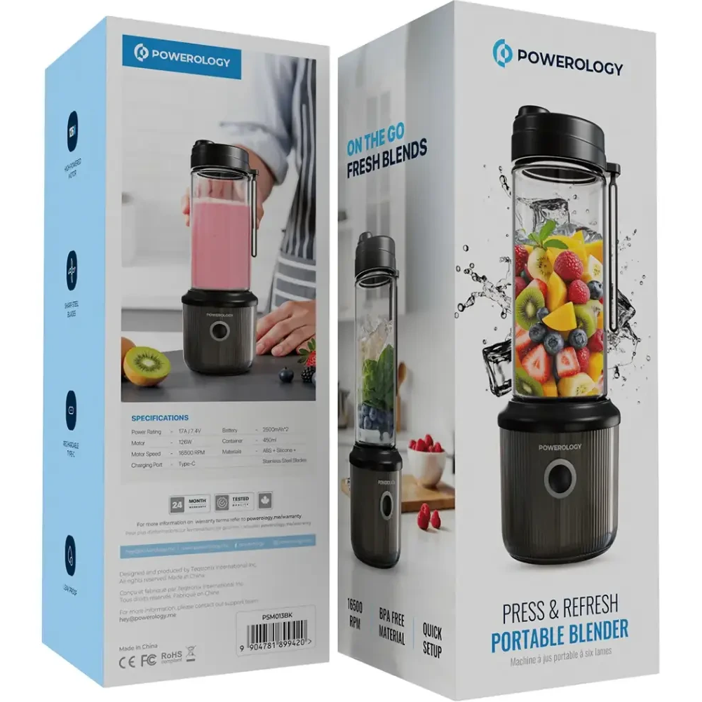 شیکر و مخلوط کن قابل حمل پاورولوژی مدل Refresh، گنجایش 450 میلی لیتر